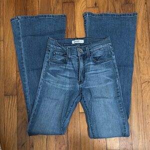 Blue Flare Wide Leg Jeans with Medium Wash